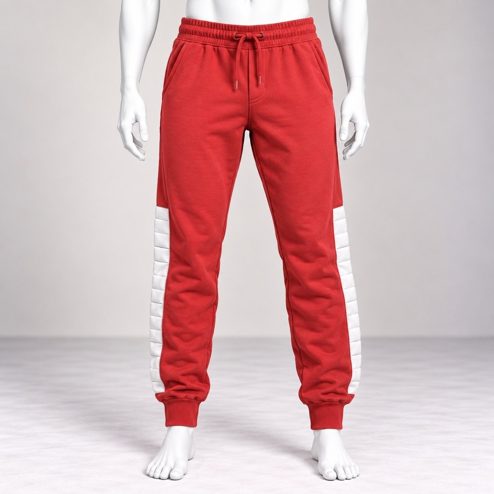 Red Ape Jogger Sweatpants Mens XL Red Quilted Side Stripe Fleece Lined Athletic